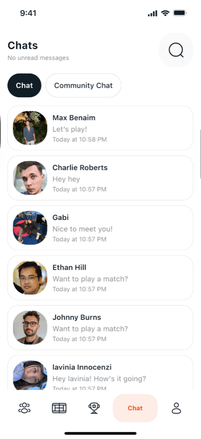 Community chats screen