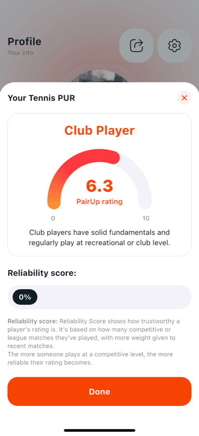 PairUp Rating screen